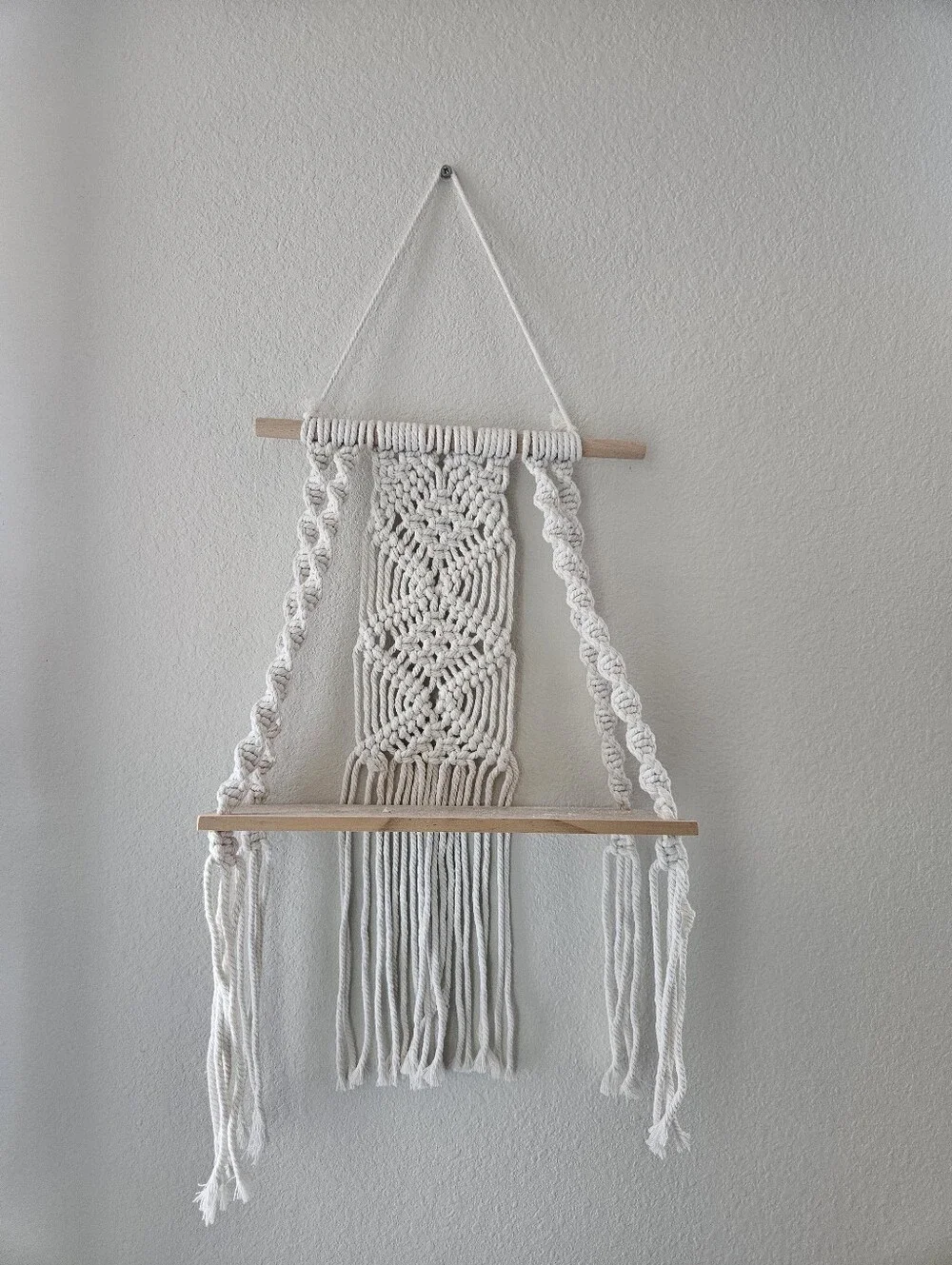 Cream Macrame Wall Hanging Shelf